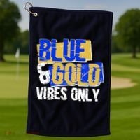 Blue & Gold Vibes Only Golf Towel thumb 1