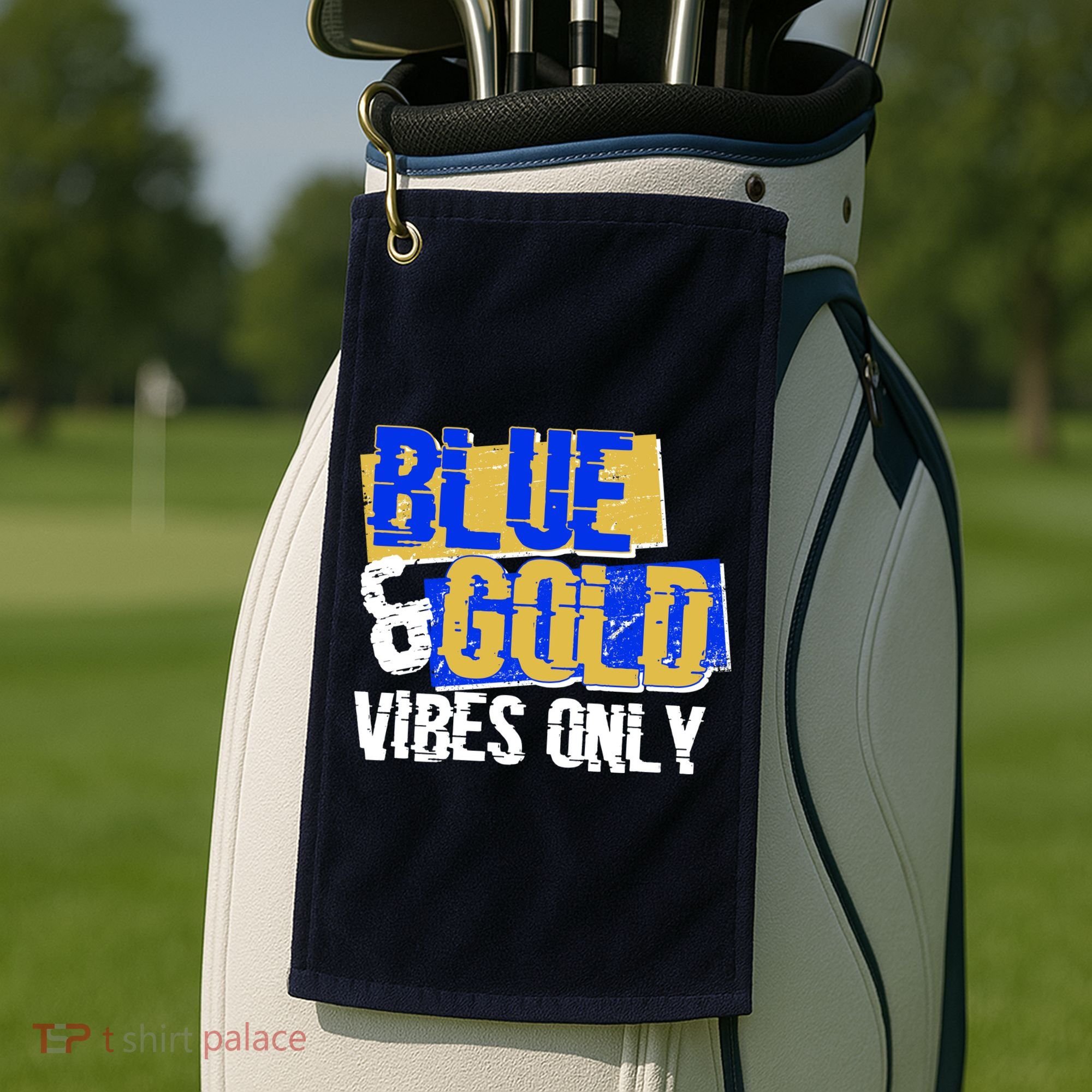 Blue & Gold Vibes Only Golf Towel