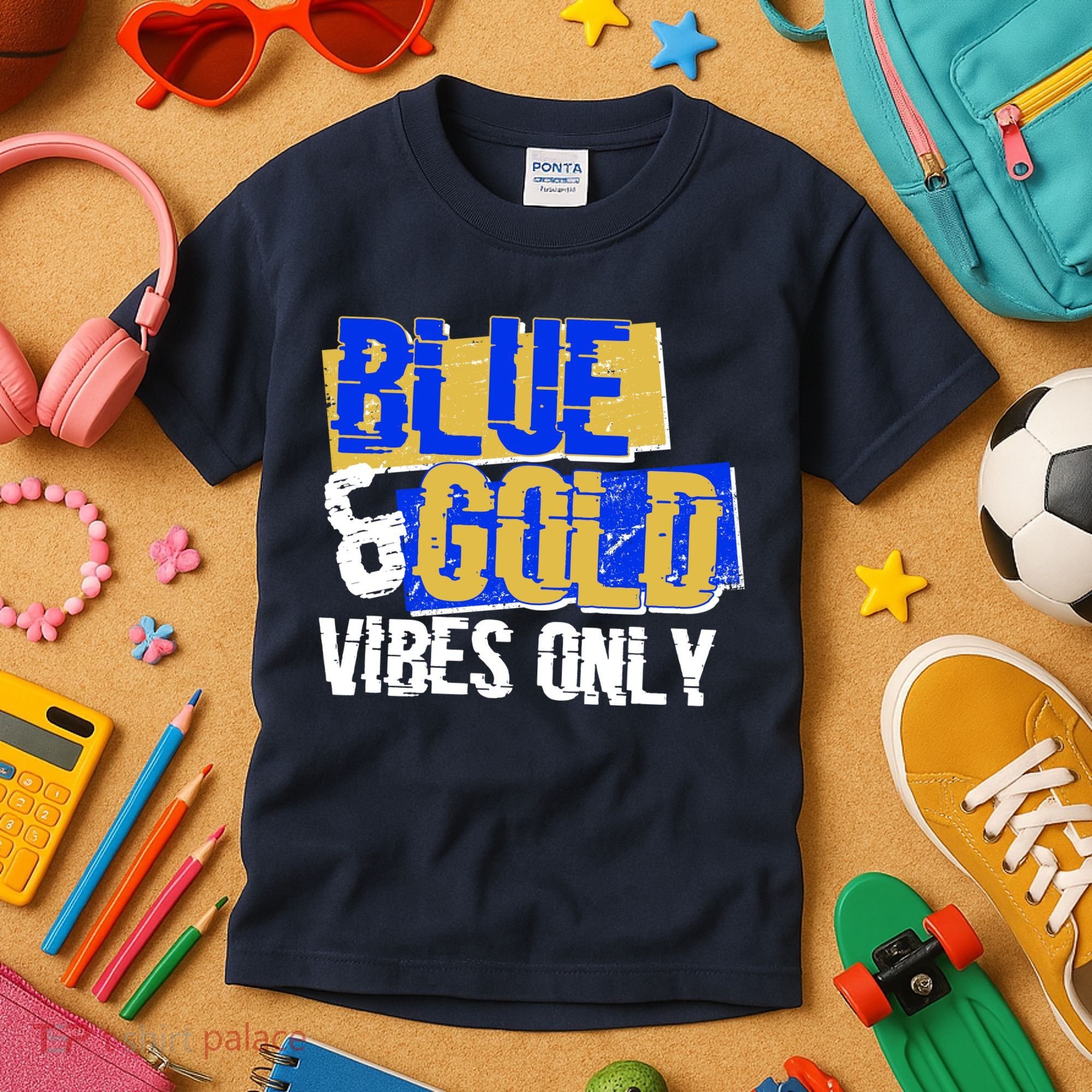 Blue & Gold Vibes Only Kids T-Shirt