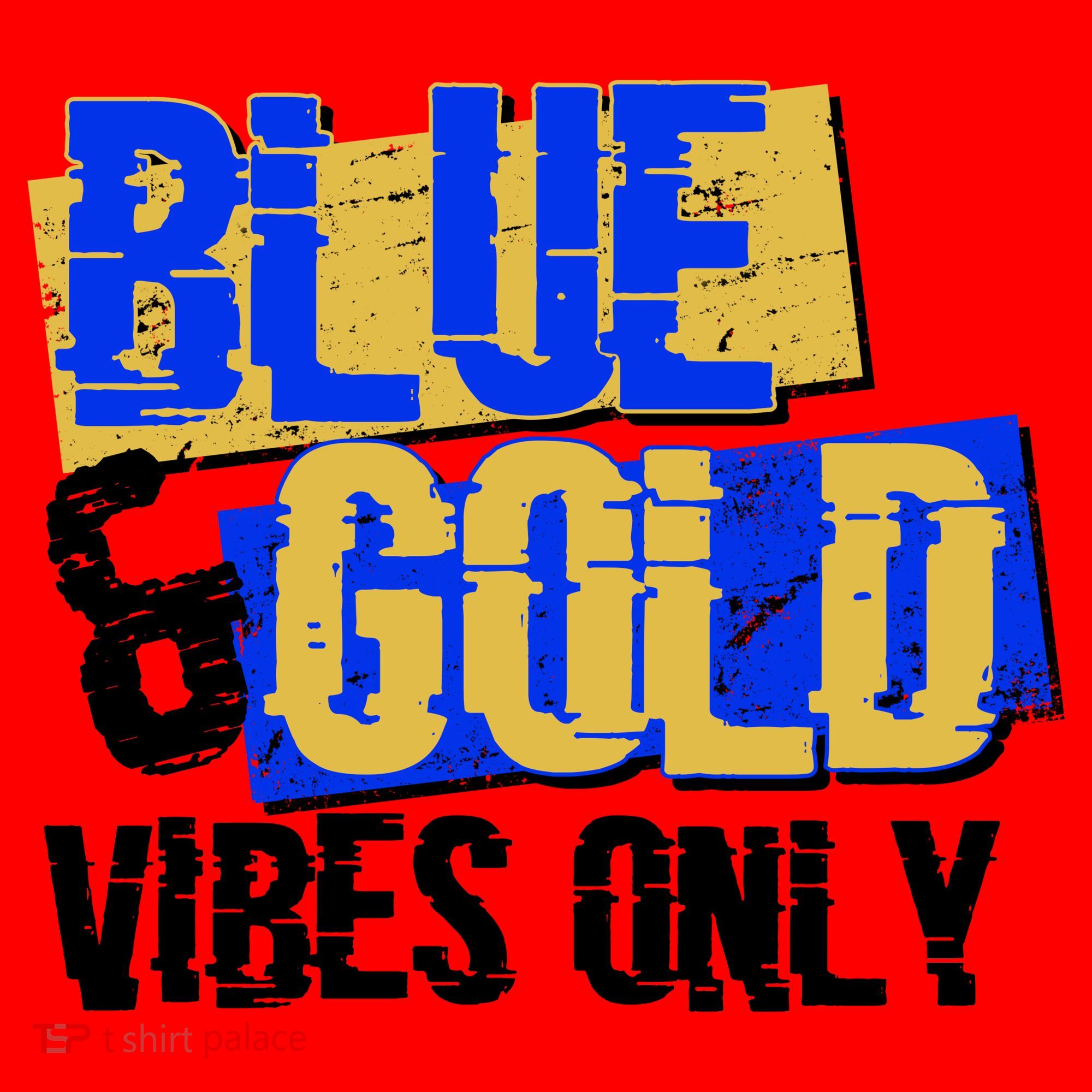 Blue & Gold Vibes Only Santa Hat