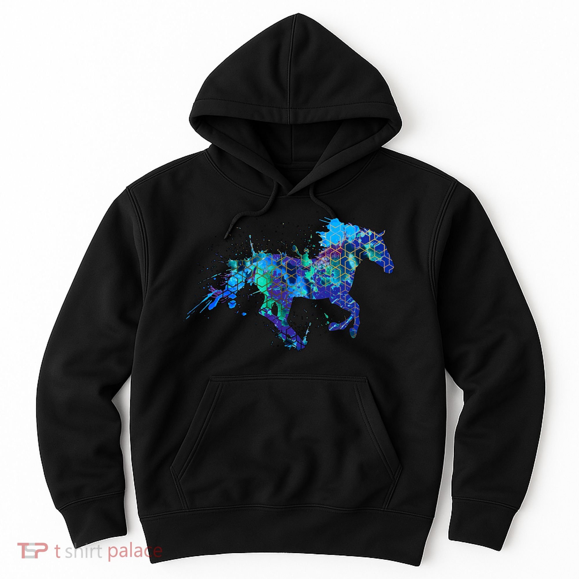 Blue Horse Running Hoodie