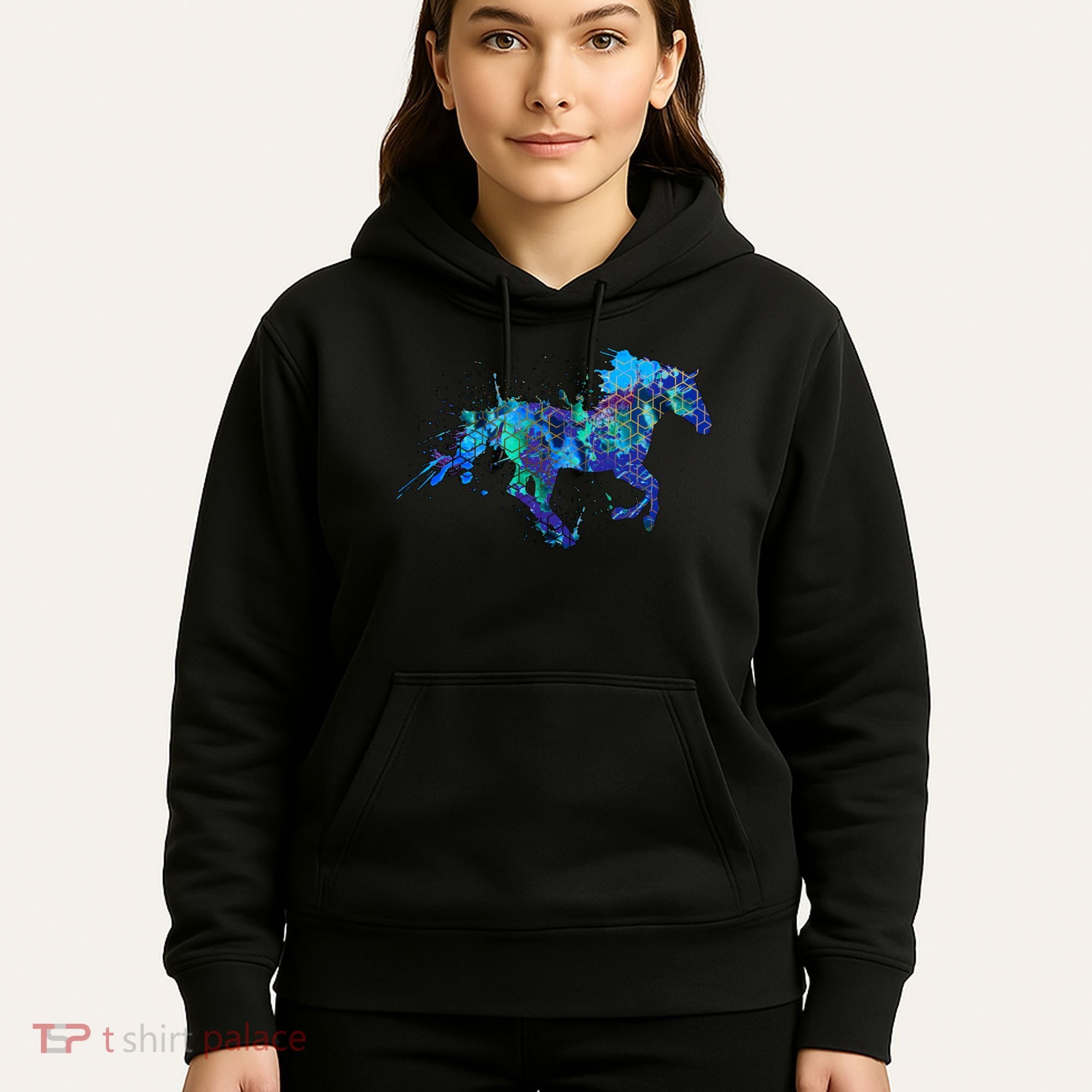 Blue Horse Running Hoodie