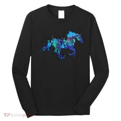 Blue Horse Running Long Sleeve Shirt