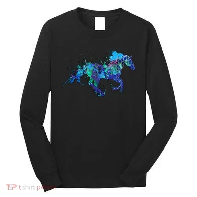 Blue Horse Running Long Sleeve Shirt