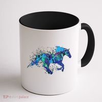 Blue Horse Running Coffee Mug thumb 1