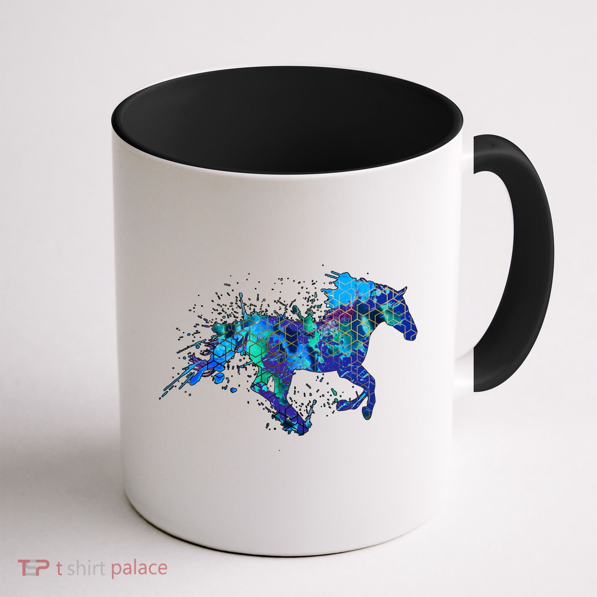 Blue Horse Running Coffee Mug