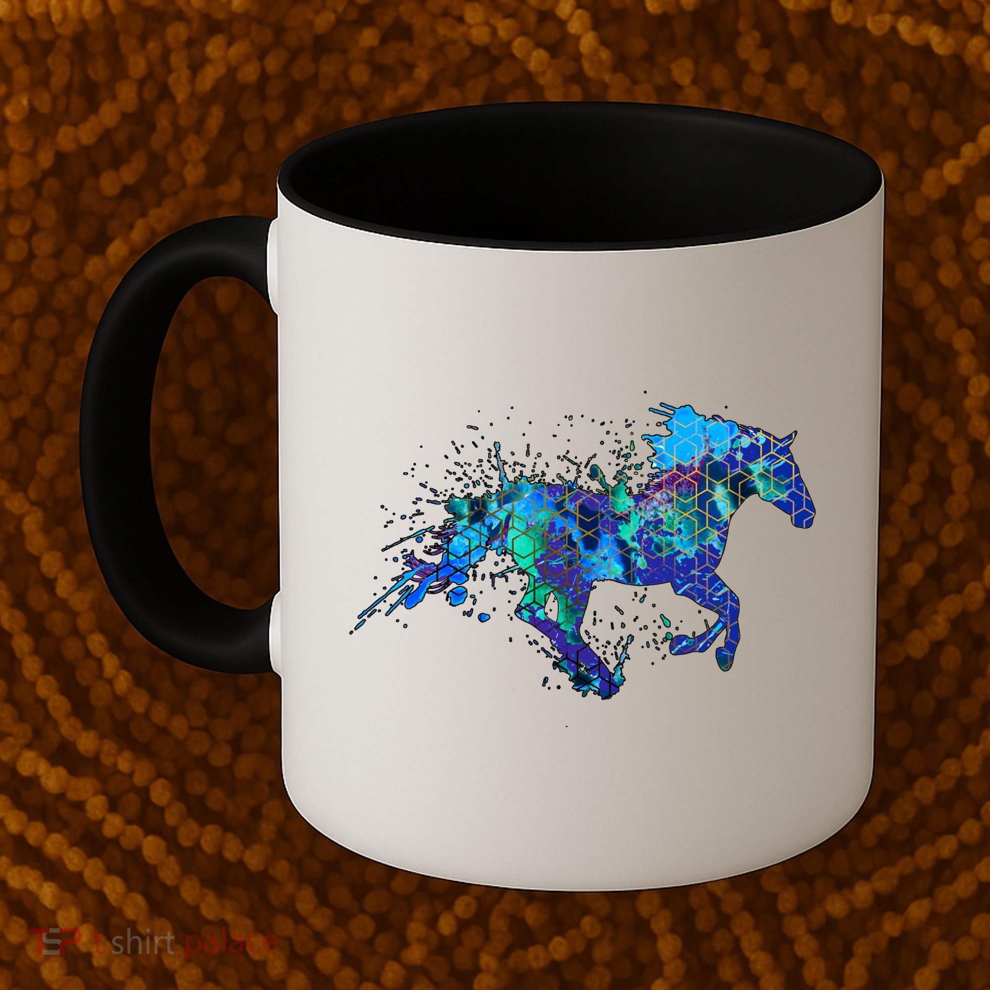 Blue Horse Running Coffee Mug