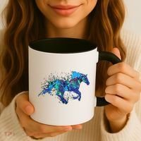 Blue Horse Running Coffee Mug thumb 3