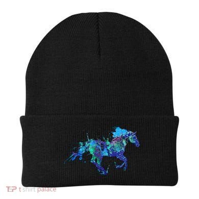 Blue Horse Running Beanie