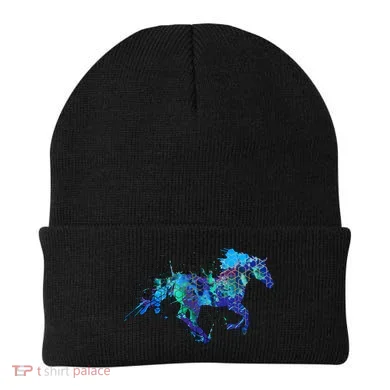 Blue Horse Running Beanie
