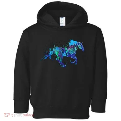 Blue Horse Running Toddler Hoodie