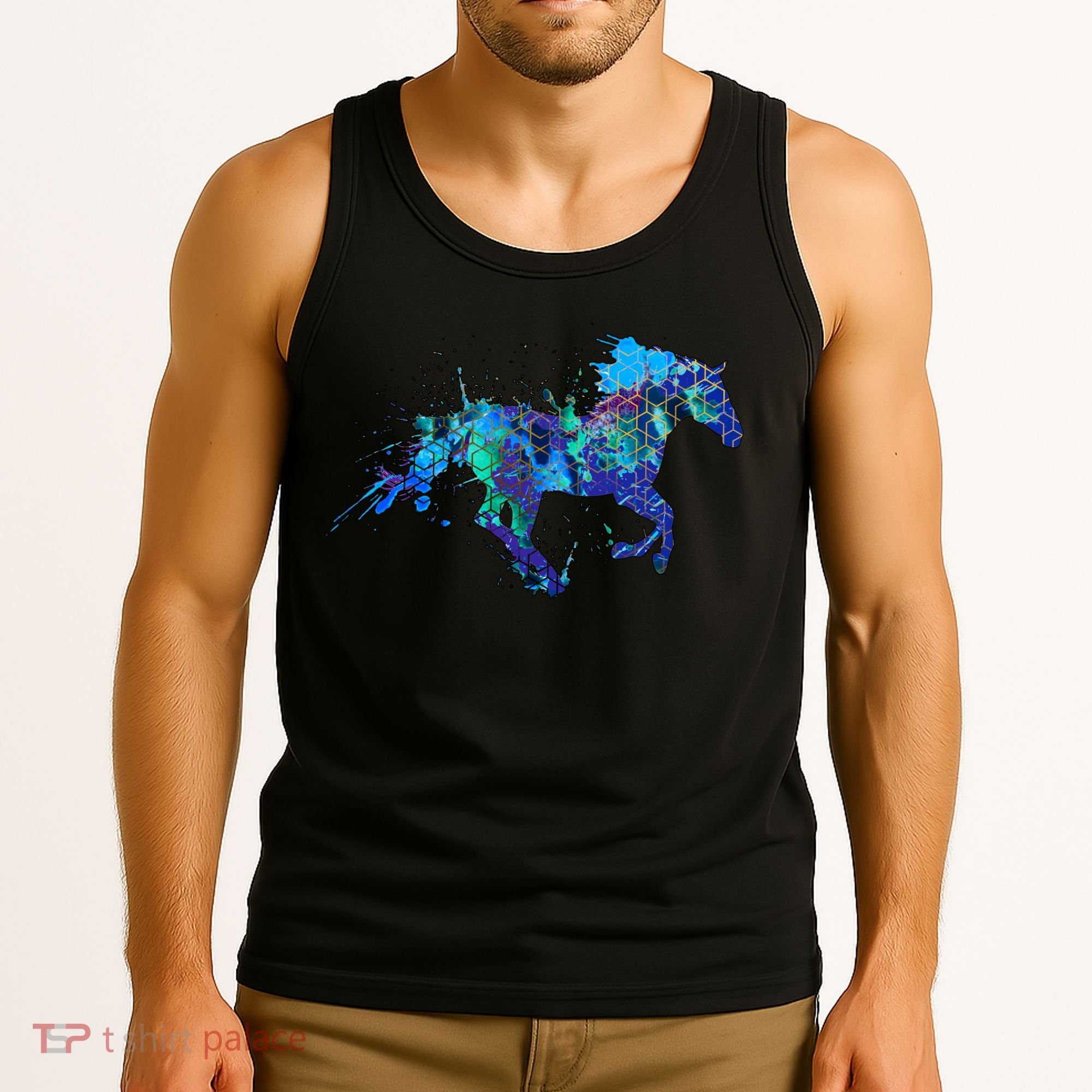Blue Horse Running Tank Top