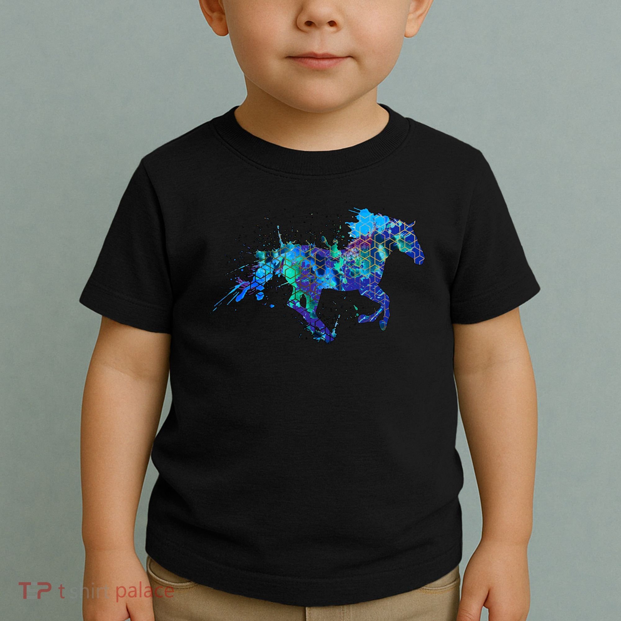 Blue Horse Running Toddler T-Shirt