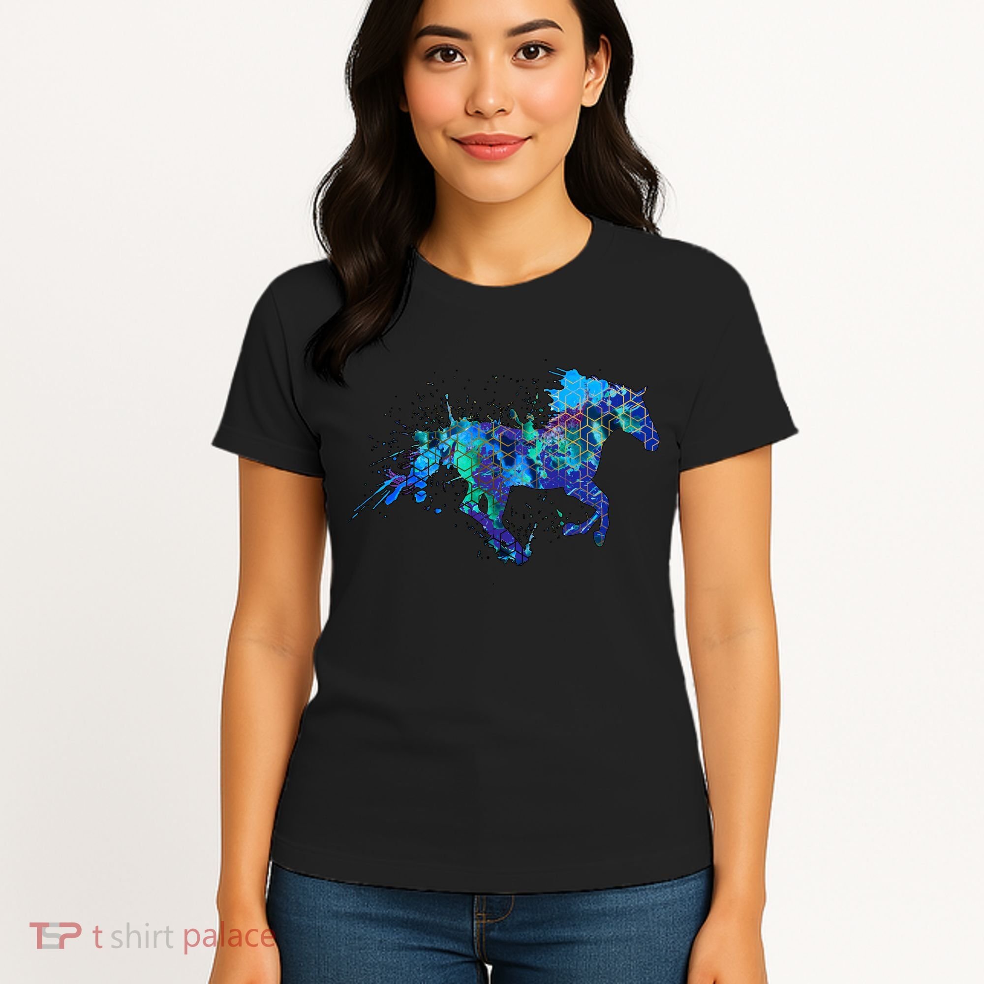 Blue Horse Running Women's T-Shirt