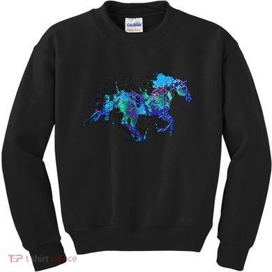 Blue Horse Running Kids Sweatshirt