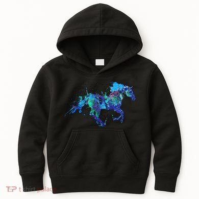 Blue Horse Running Kids Hoodie