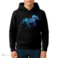 Blue Horse Running Kids Hoodie thumb 4
