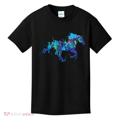 Blue Horse Running Kids T-Shirt