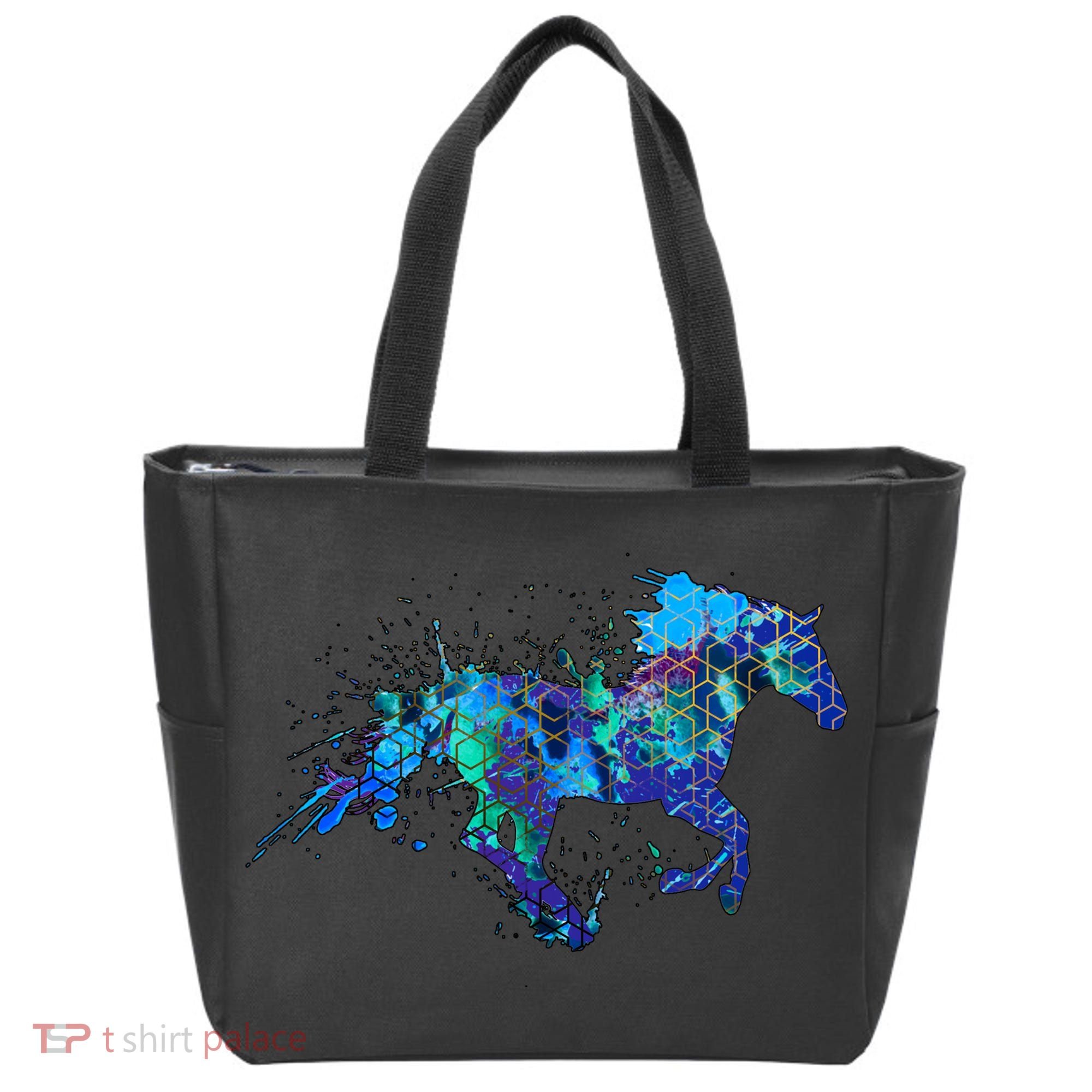Blue Horse Running Tote Bag