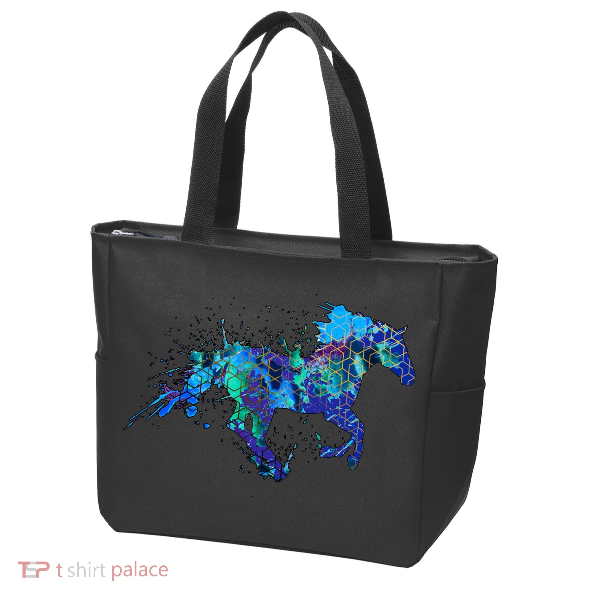 Blue Horse Running Tote Bag