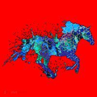 Blue Horse Running Santa Hat thumb 1