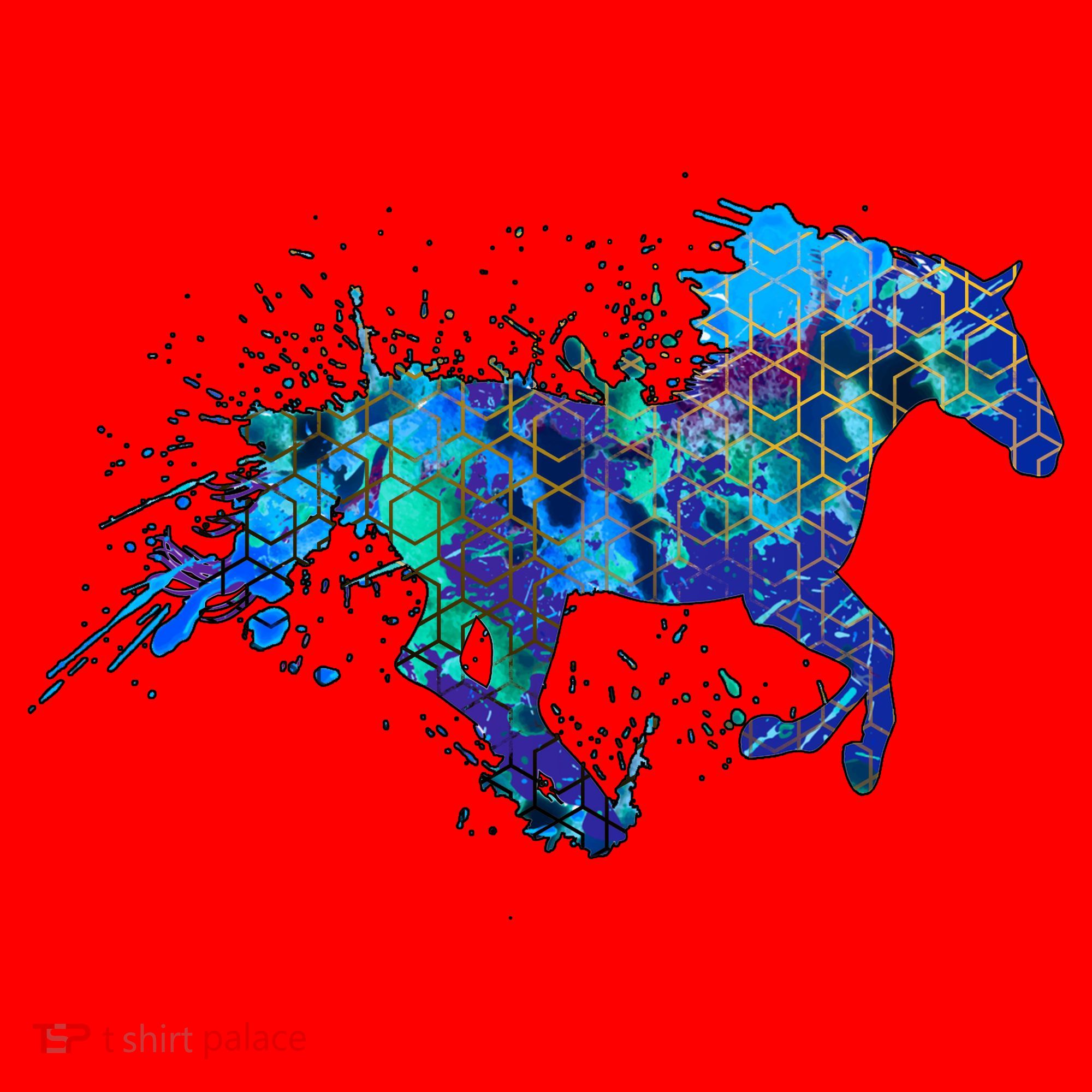 Blue Horse Running Santa Hat