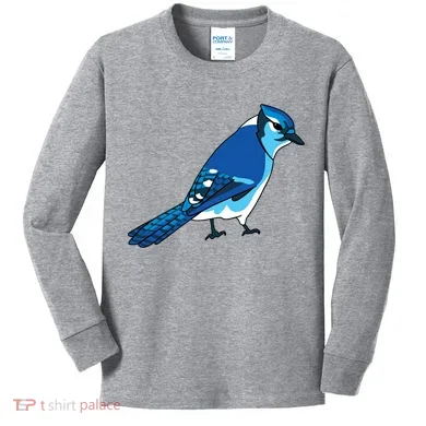 Blue Jay Bird Kids Long Sleeve Shirt