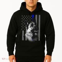 Blue Lives K9 American Thin Line Flag Hoodie thumb 2