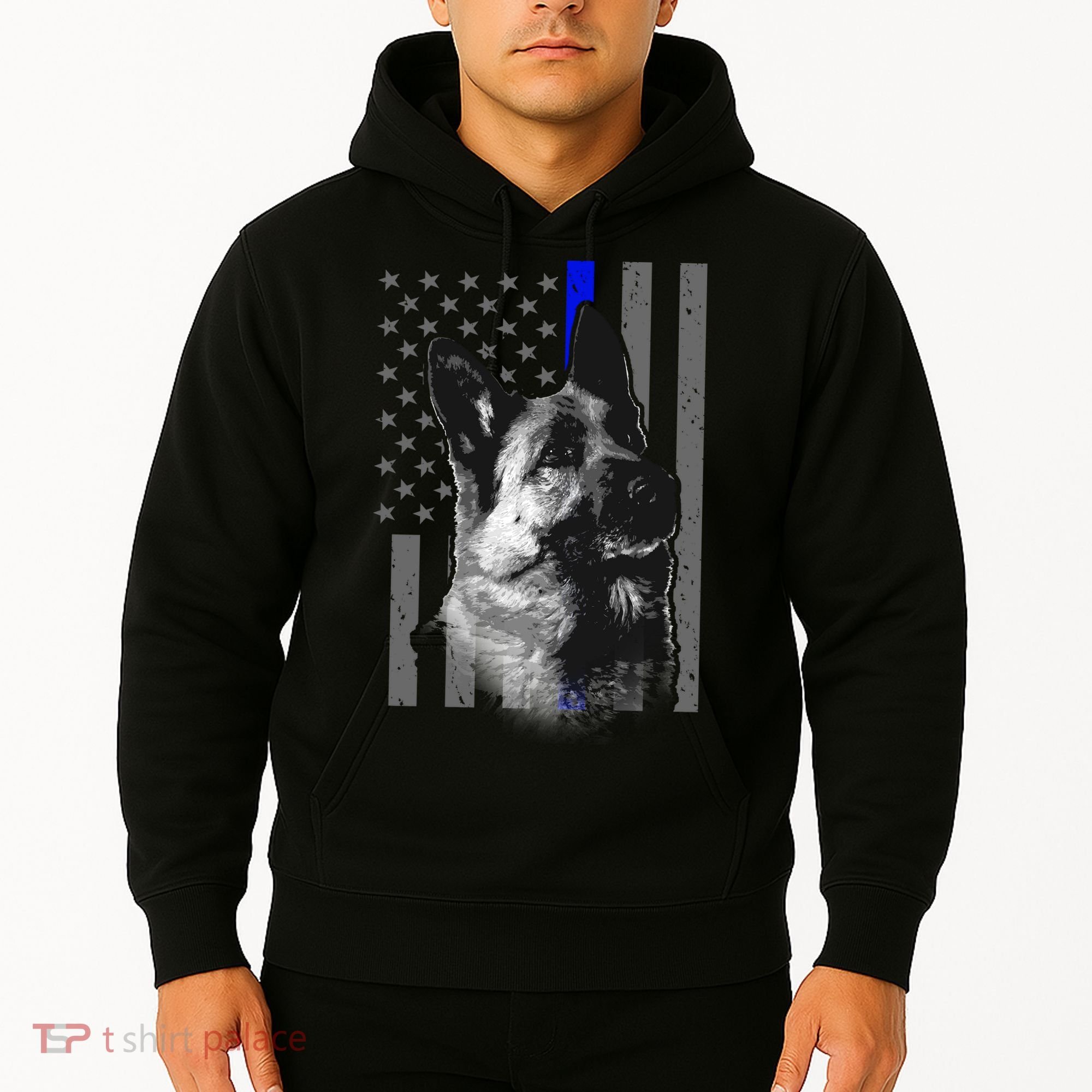 Blue Lives K9 American Thin Line Flag Hoodie