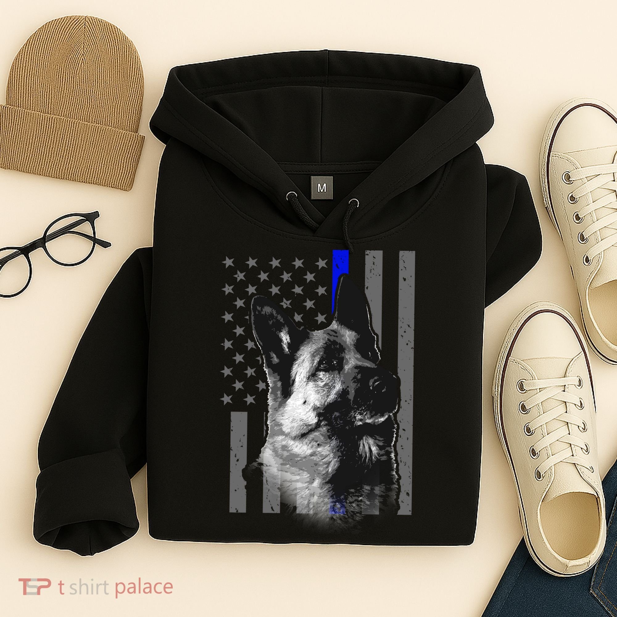 Blue Lives K9 American Thin Line Flag Hoodie