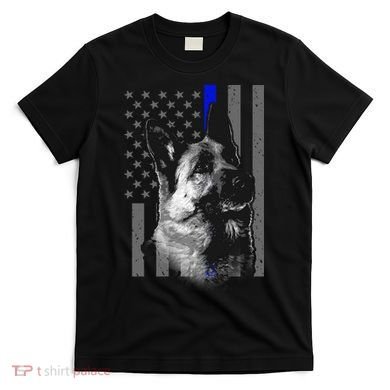 Blue Lives K9 American Thin Line Flag T-Shirt