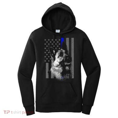 Blue Lives K9 American Thin Line Flag Women's Hoodie