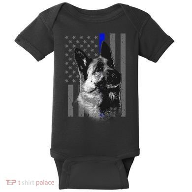Blue Lives K9 American Thin Line Flag Baby Bodysuit
