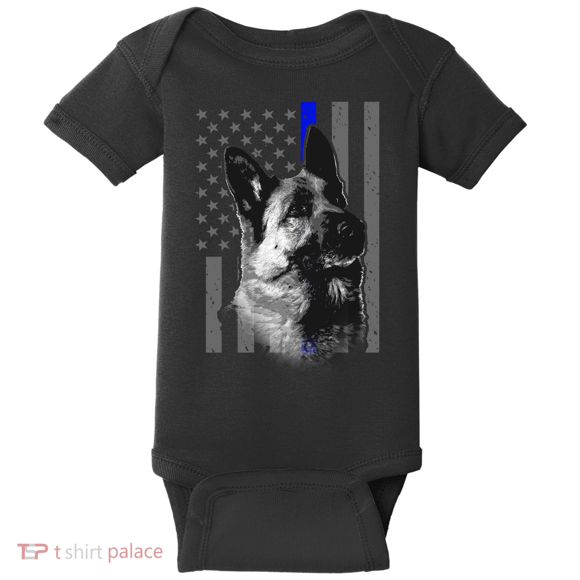 Blue Lives K9 American Thin Line Flag Baby Bodysuit