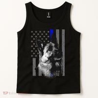 Blue Lives K9 American Thin Line Flag Tank Top thumb 2