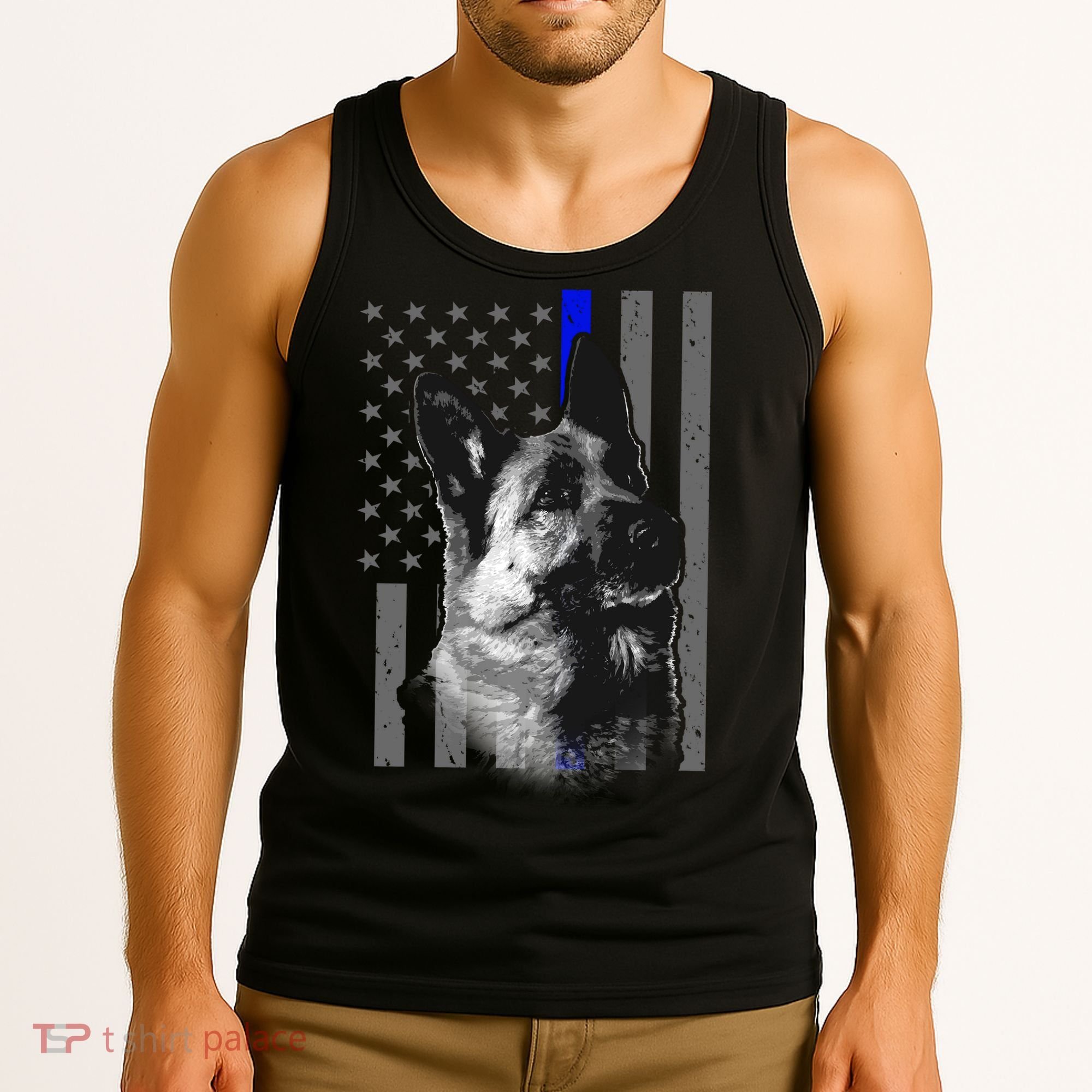Blue Lives K9 American Thin Line Flag Tank Top