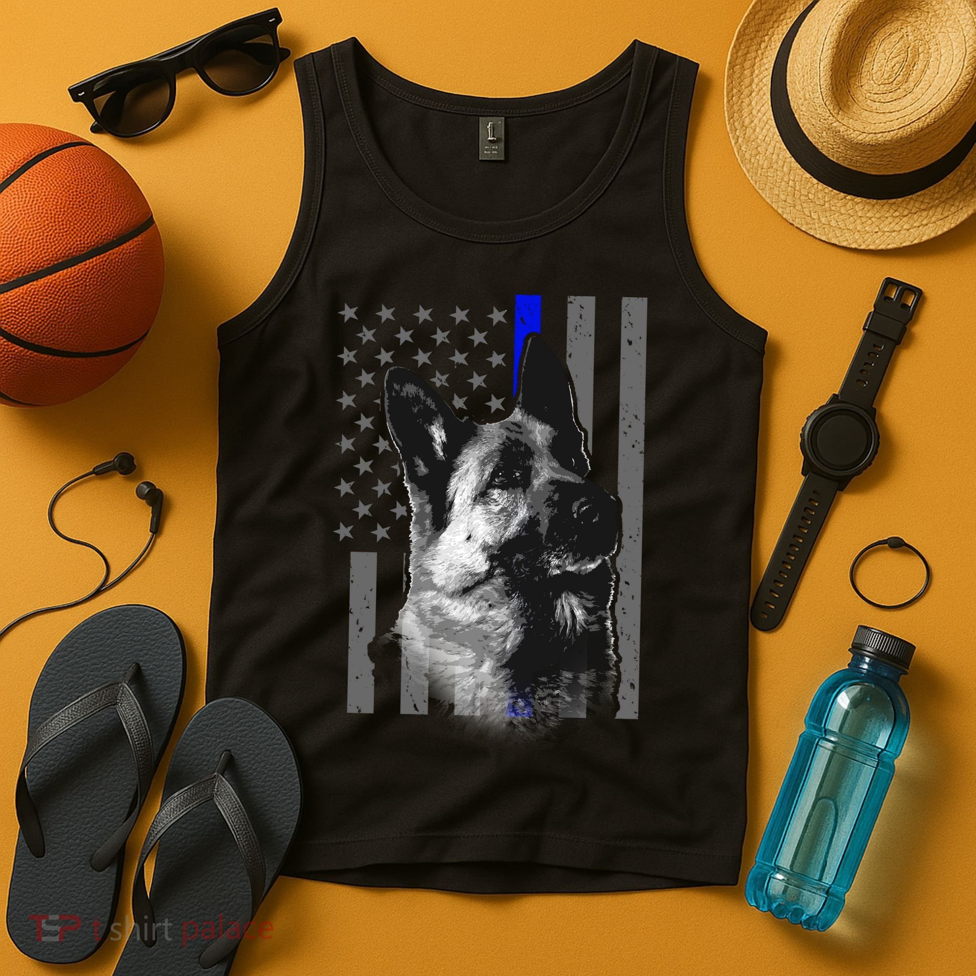 Blue Lives K9 American Thin Line Flag Tank Top