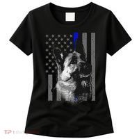 Blue Lives K9 American Thin Line Flag Women's T-Shirt thumb 0