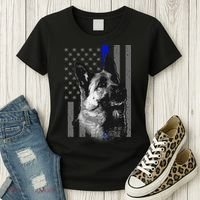Blue Lives K9 American Thin Line Flag Women's T-Shirt thumb 3