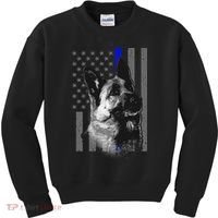 Blue Lives K9 American Thin Line Flag Kids Sweatshirt thumb 0
