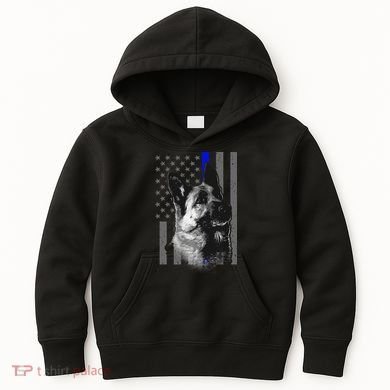 Blue Lives K9 American Thin Line Flag Kids Hoodie