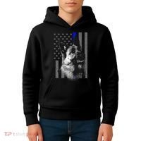 Blue Lives K9 American Thin Line Flag Kids Hoodie thumb 4
