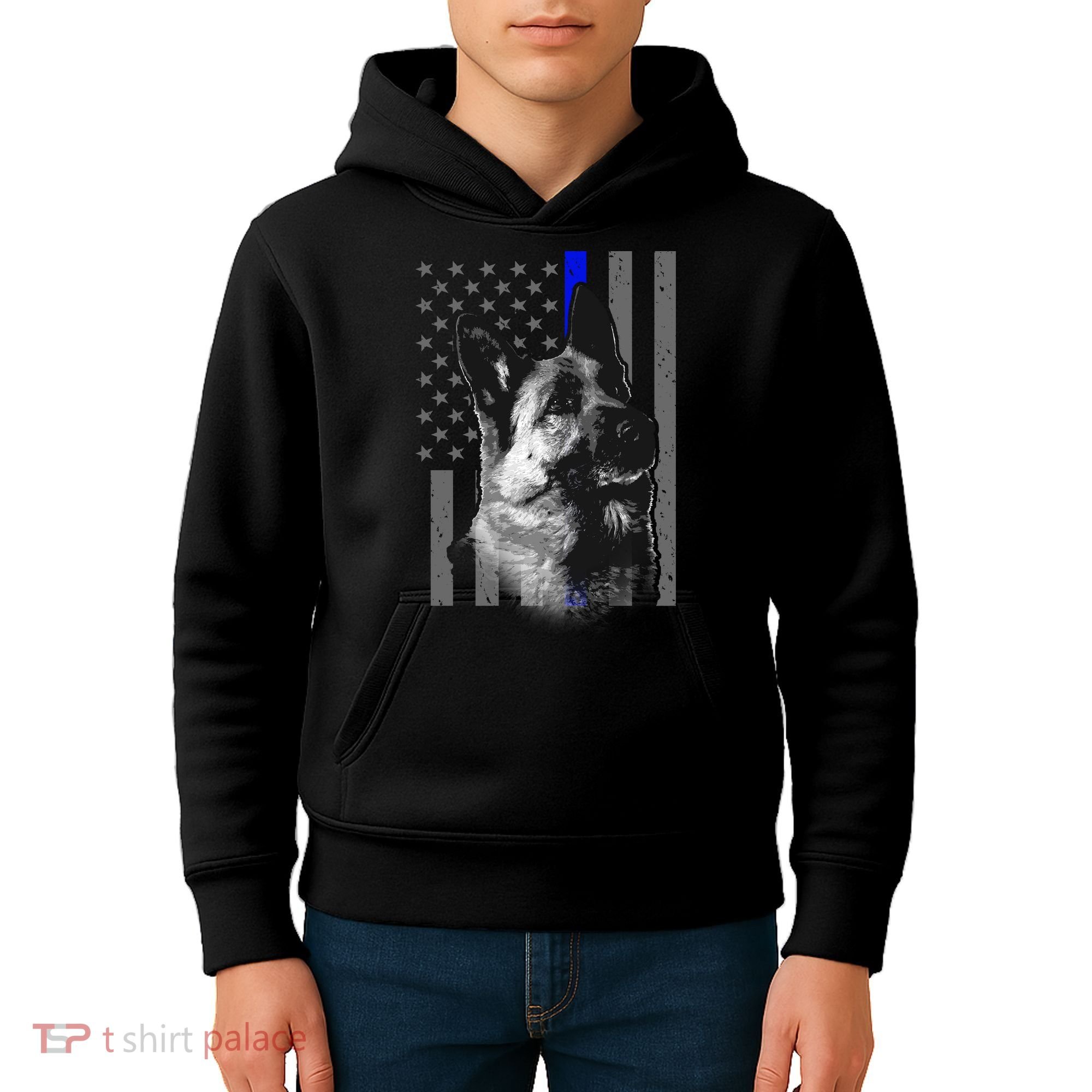 Blue Lives K9 American Thin Line Flag Kids Hoodie