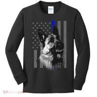 Blue Lives K9 American Thin Line Flag Kids Long Sleeve Shirt thumb 0