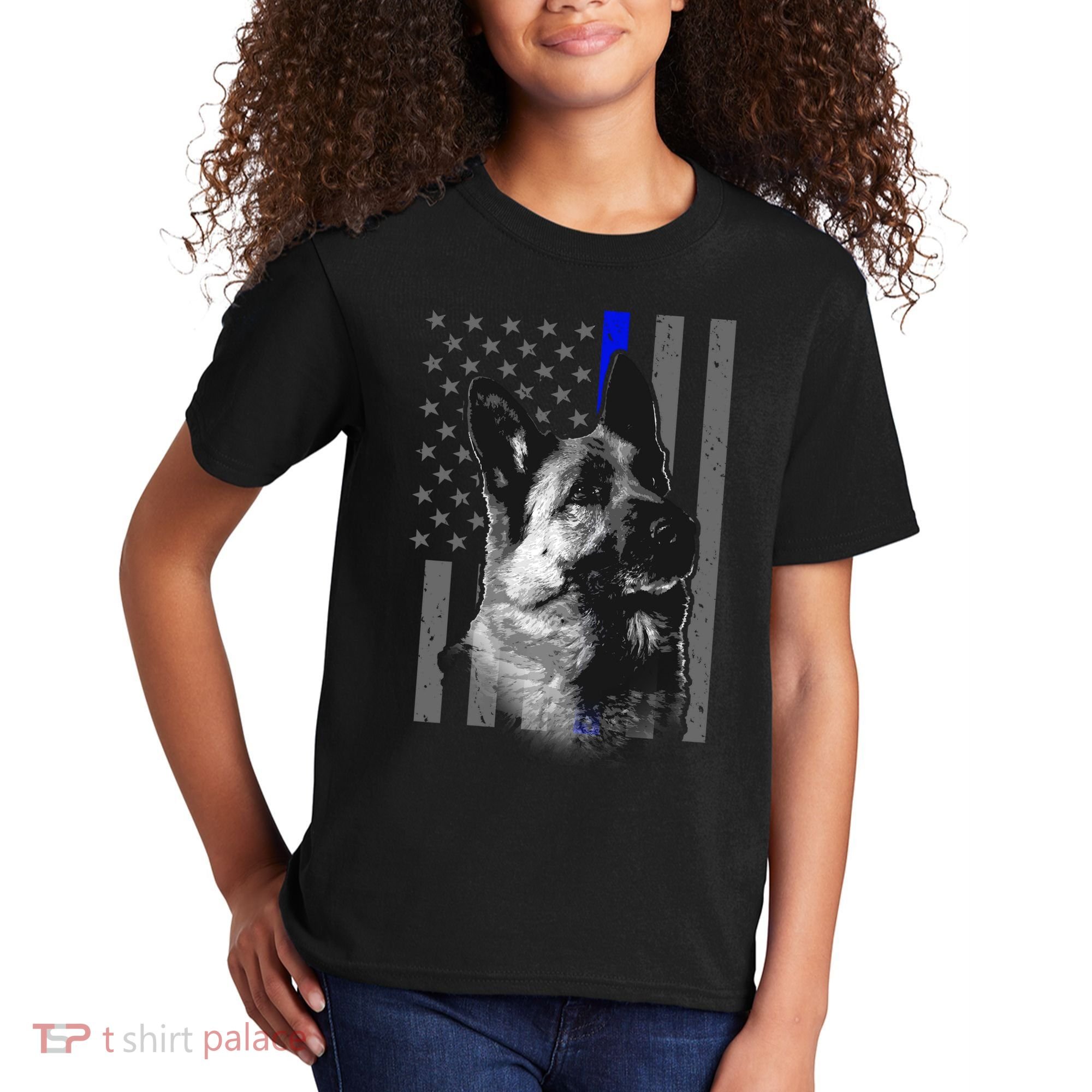 Blue Lives K9 American Thin Line Flag Kids T-Shirt