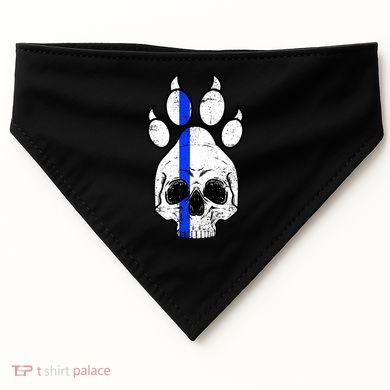 Blue Lives K9 Blue Thin Line Paw USA-Made Doggie Bandana