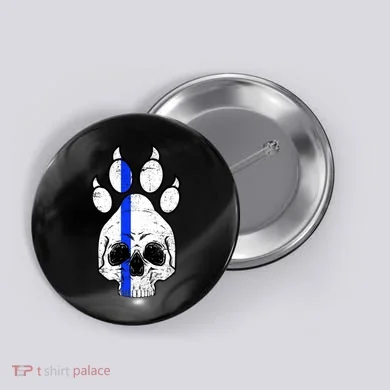 Blue Lives K9 Blue Thin Line Paw Button