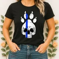 Blue Lives K9 Blue Thin Line Paw Women's T-Shirt thumb 2
