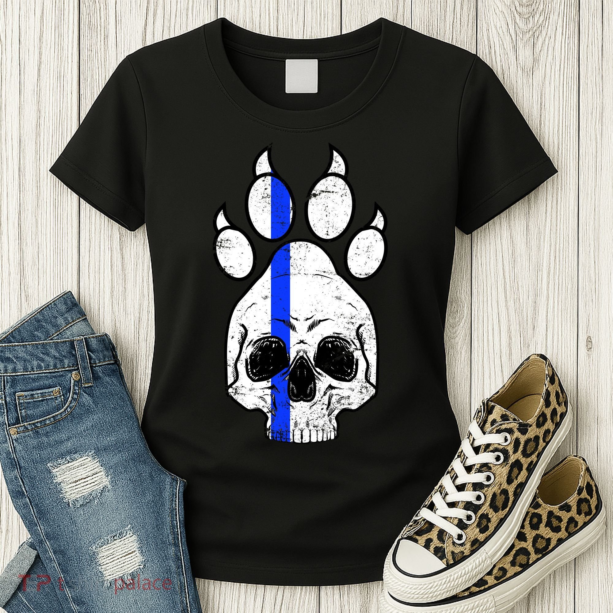 Blue Lives K9 Blue Thin Line Paw Women's T-Shirt