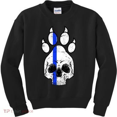 Blue Lives K9 Blue Thin Line Paw Kids Sweatshirt